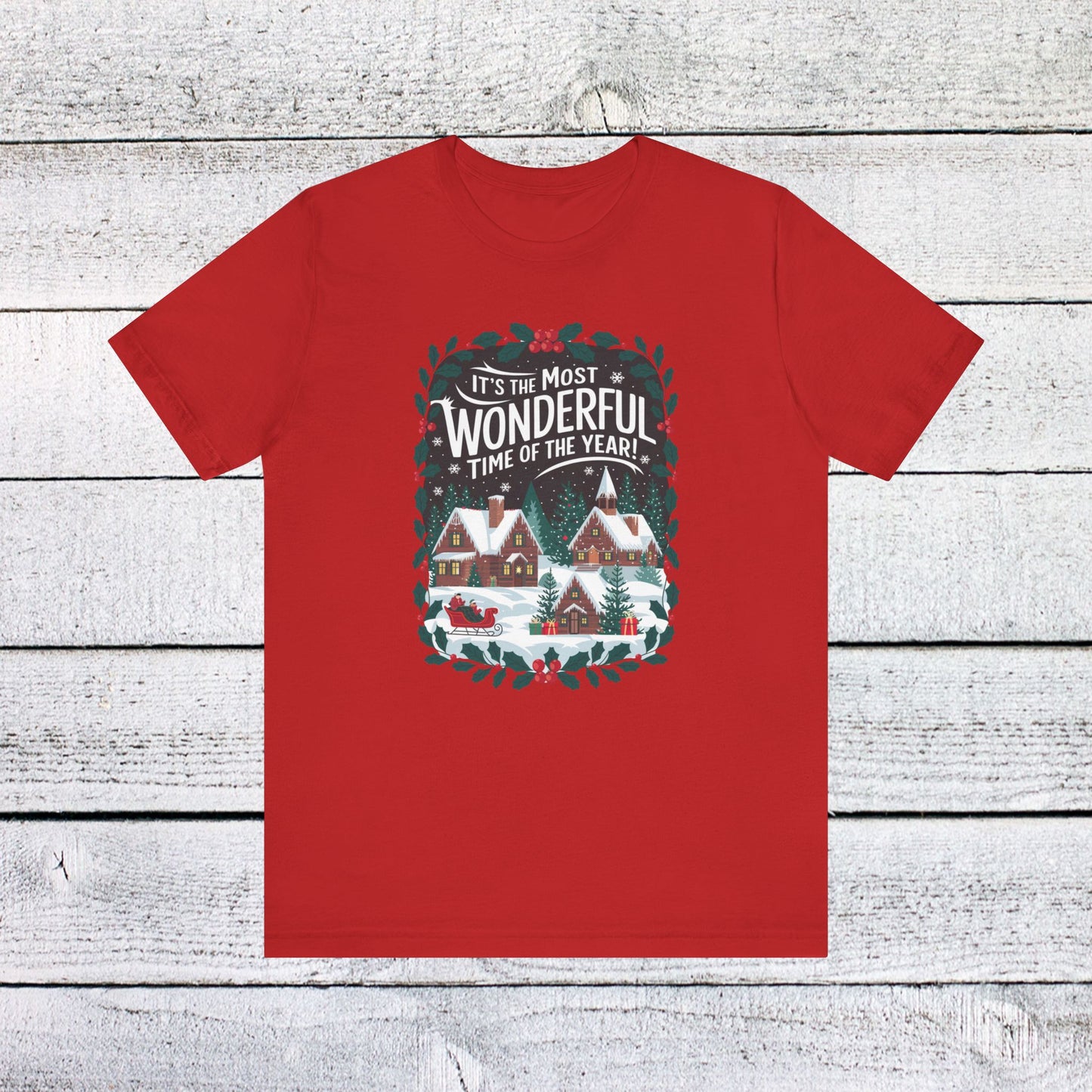 men & women christmas t-shirt. most wonderful time of year. unisex christmas t-shirt.