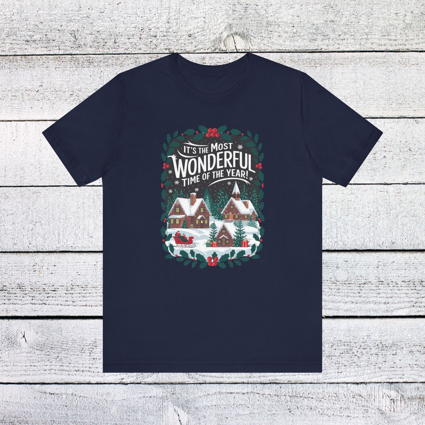 men & women christmas t-shirt. most wonderful time of year. unisex christmas t-shirt.