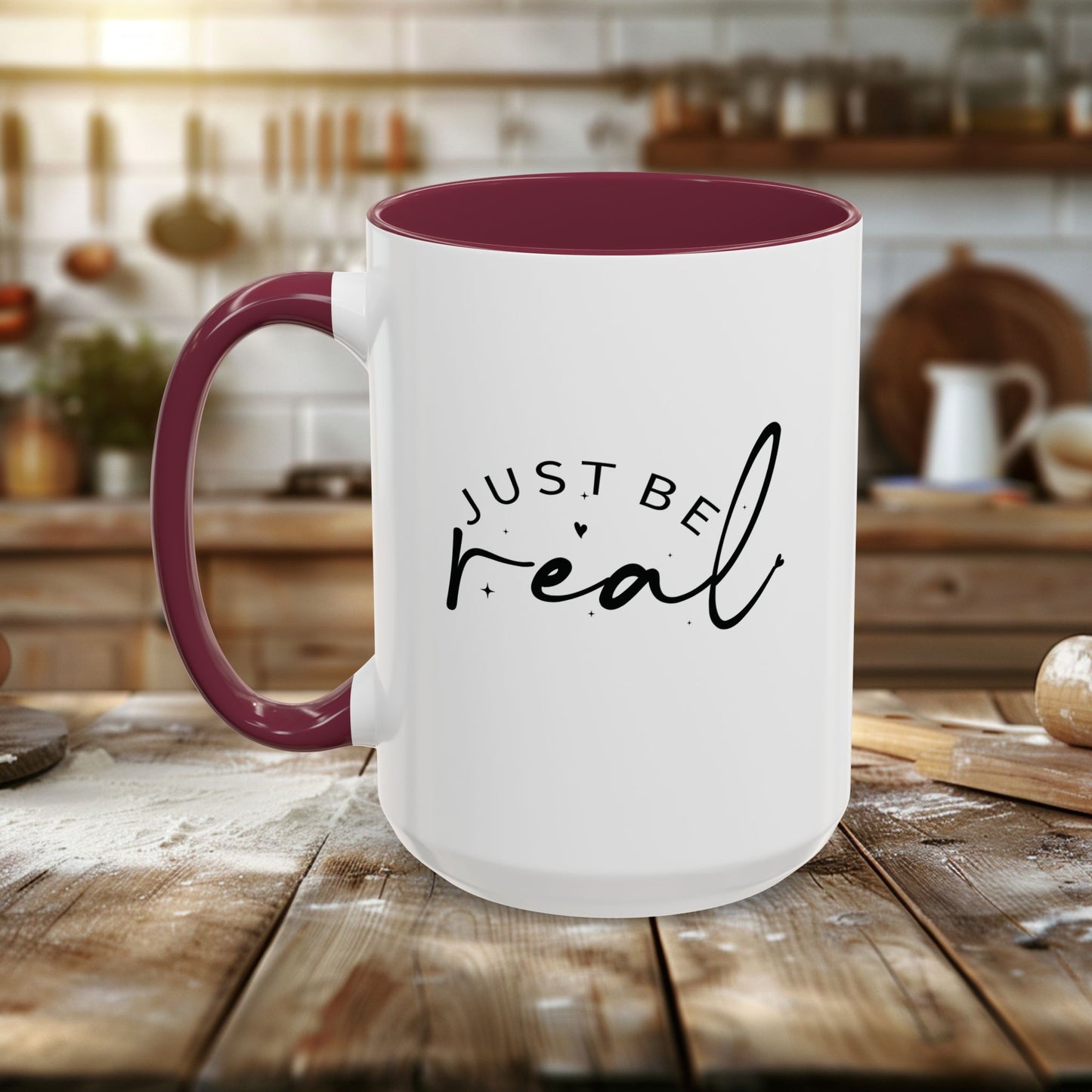 colorful mugs (11oz, 15oz) - just be real - authentic living quote