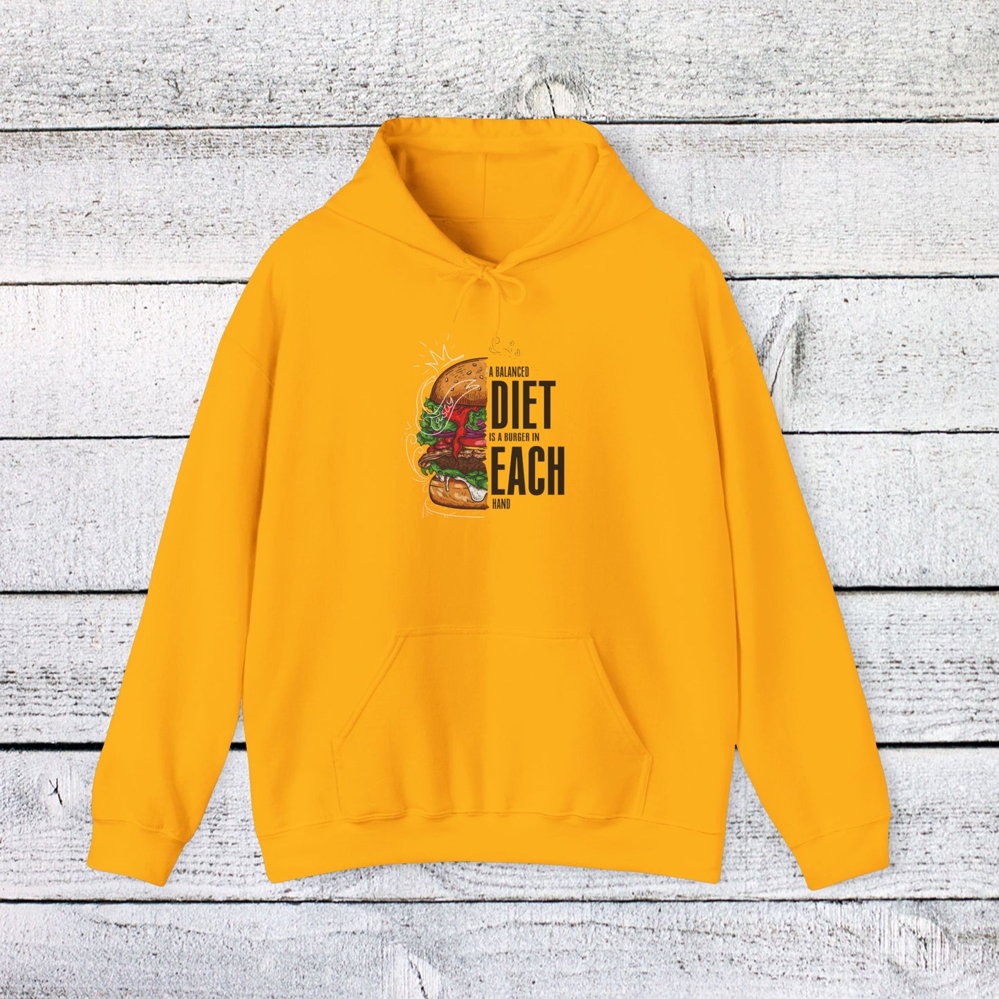 unisex heavy blend™ hooded sweatshirt - a balanced diet is a burger in each hand - funny food quote