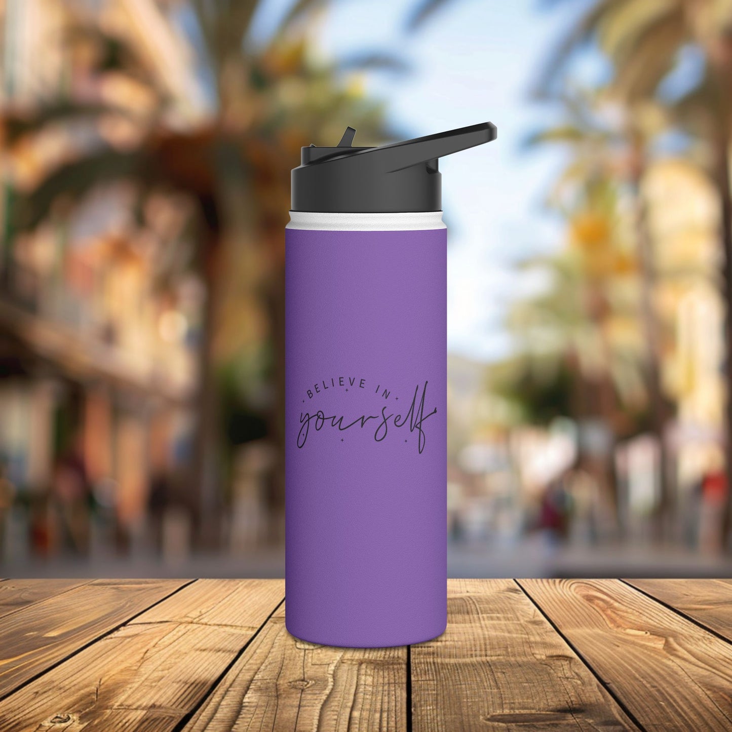 believe in yourself - classic self-esteem boosterstainless steel water bottle, standard lid - embrace your uniqueness - individuality affirmation