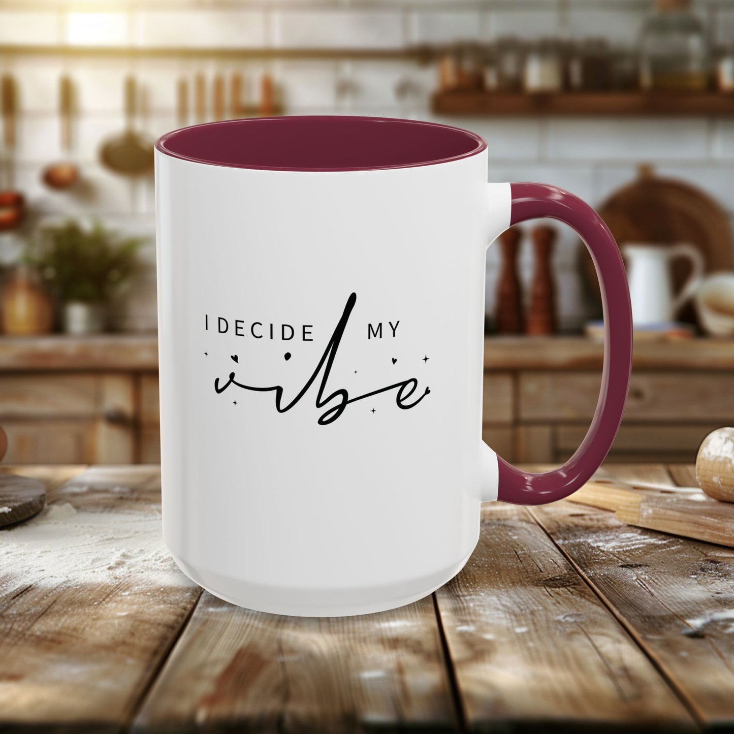 colorful mugs (11oz, 15oz) - i decide my vibe - confidence & control quote