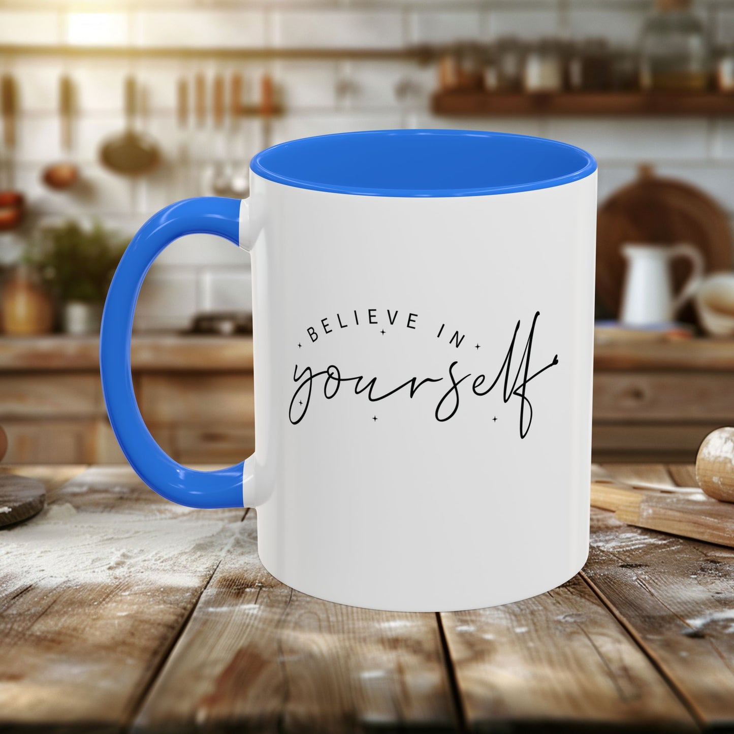 colorful mugs (11oz, 15oz) - believe in yourself - classic self-esteem booster