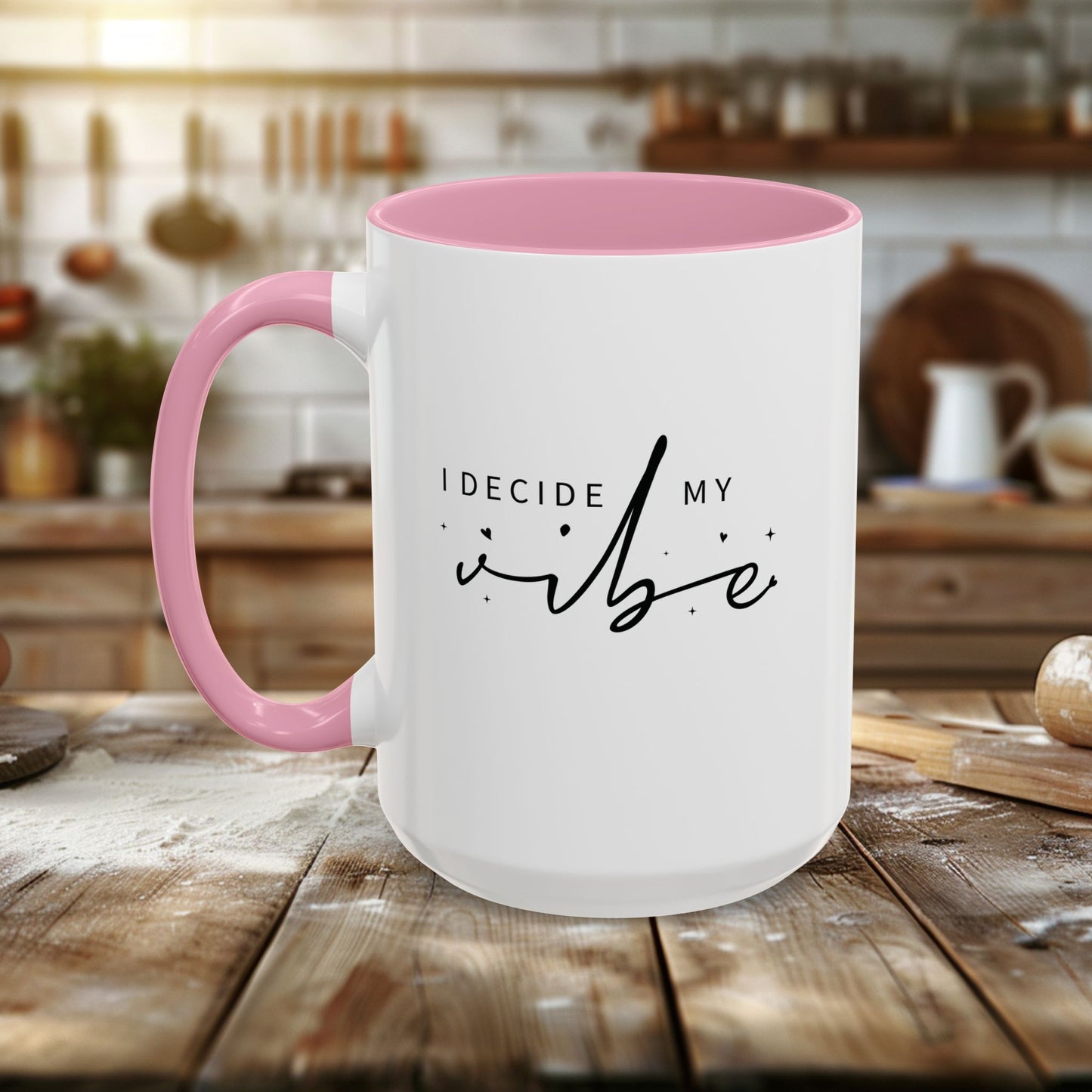 colorful mugs (11oz, 15oz) - i decide my vibe - confidence & control quote
