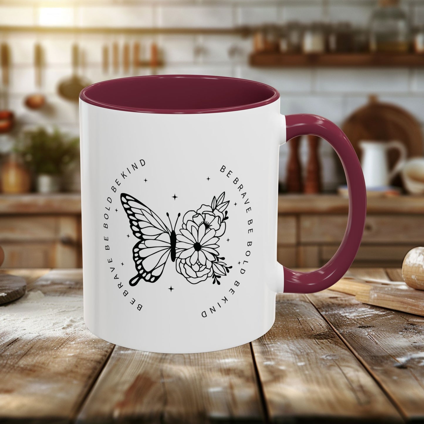 colorful mugs (11oz, 15oz) - be brave, be bold, be kind - courageous kindness quote