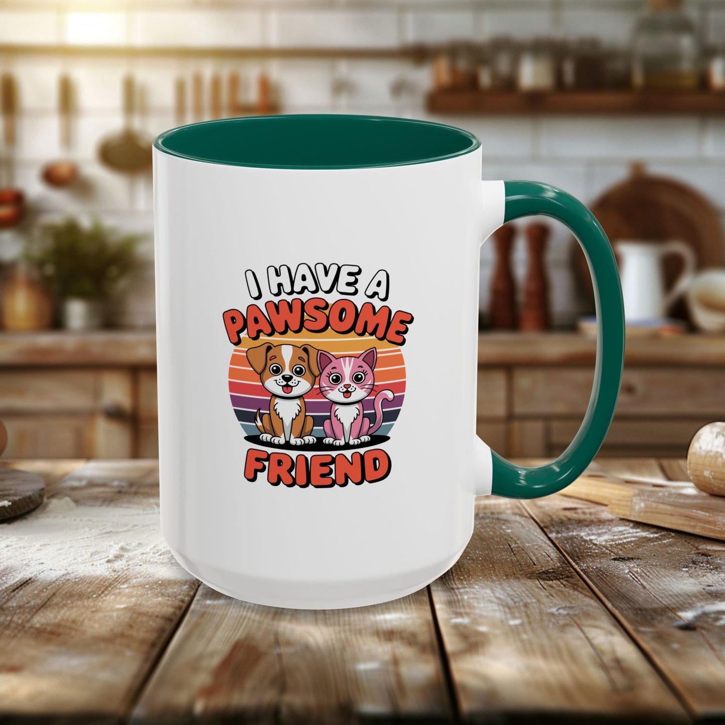 colorful mugs (11oz, 15oz) - i have a pawesome friend | funny dog lover gift | cute pet quote design