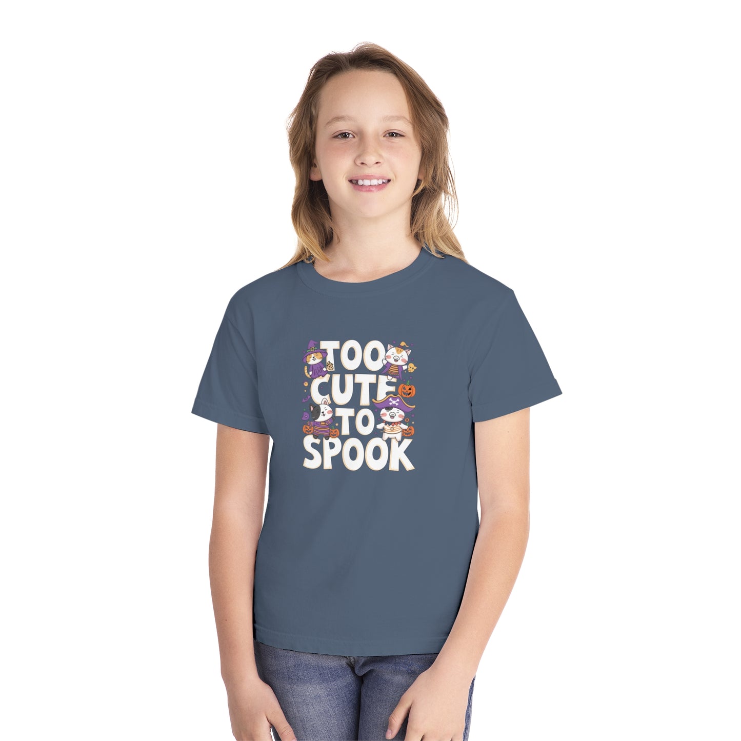 youth t-shirt, youth halloween t-shirt, too cute to spook!