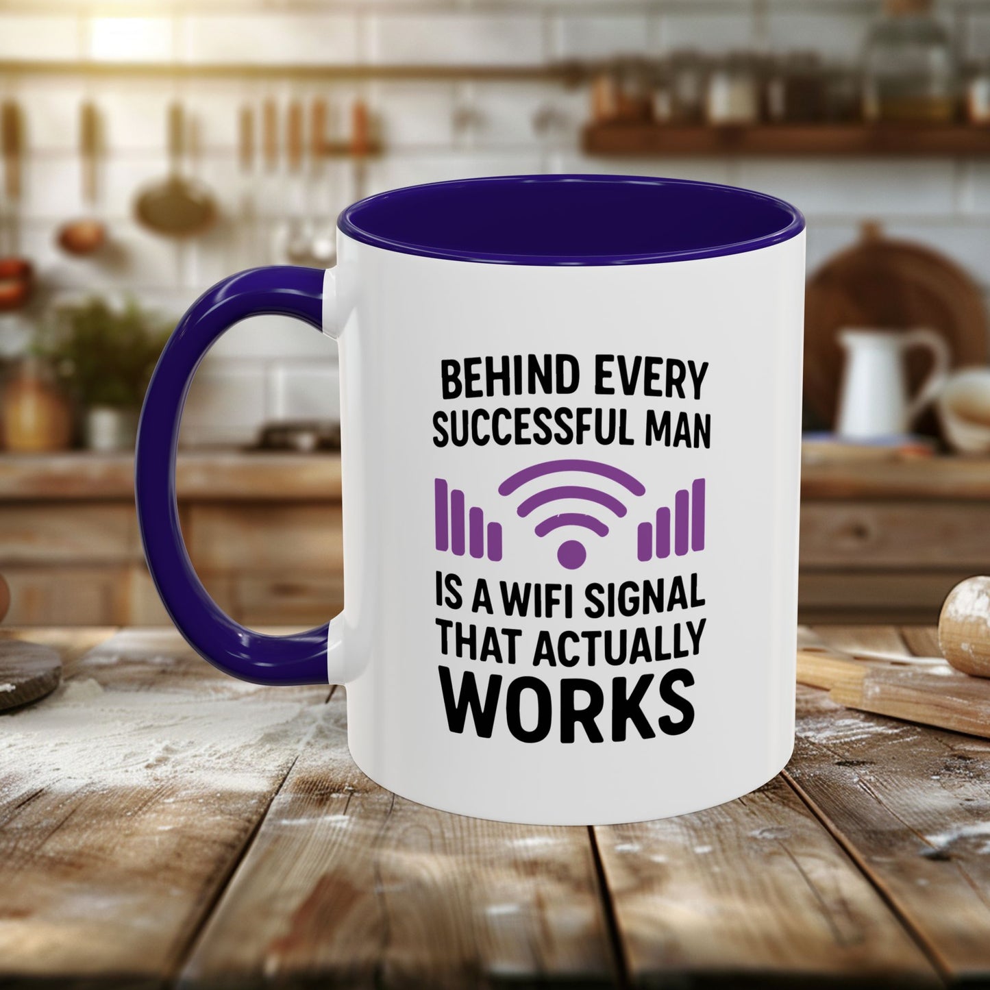 colorful mugs (11oz, 15oz) - behind every successful man is a wifi signal that works