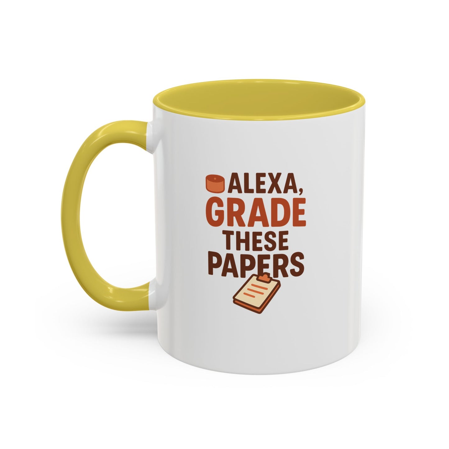 funny coffee mug - 'alexa, grade these papers' - colorful ceramic cup for teachers and students. teachers with attitude.