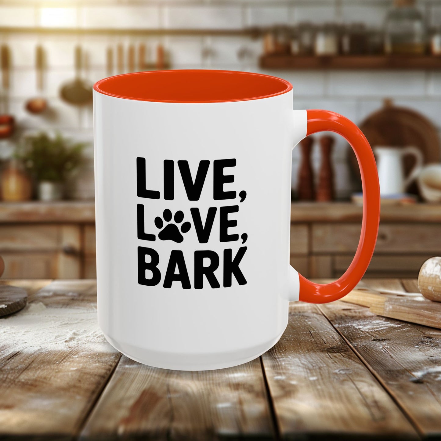 colorful mugs (11oz, 15oz) - live love bark | funny dog lover gift | cute pet quote design