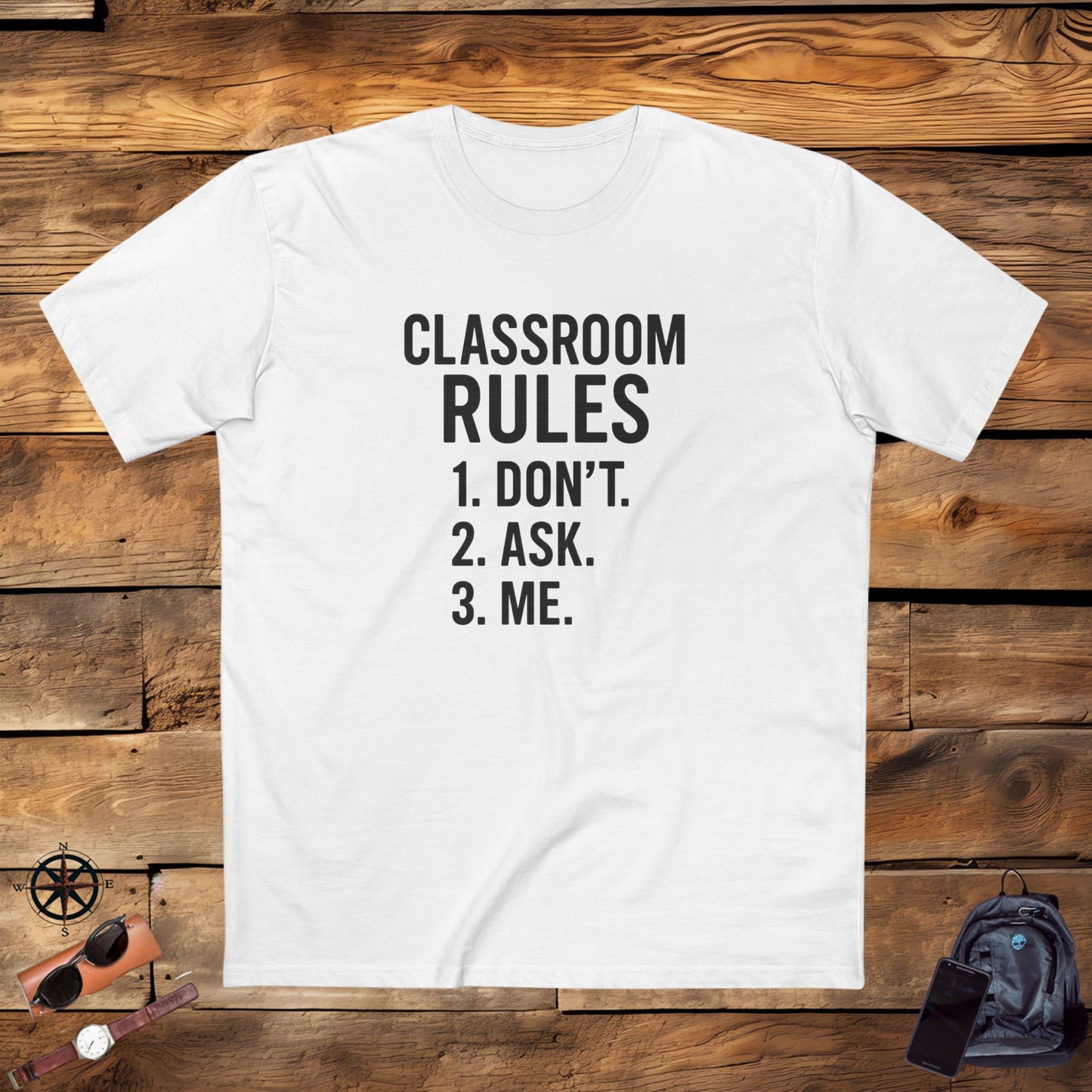 stylish men's stable tee - classroom rules design. teachers with attitude.