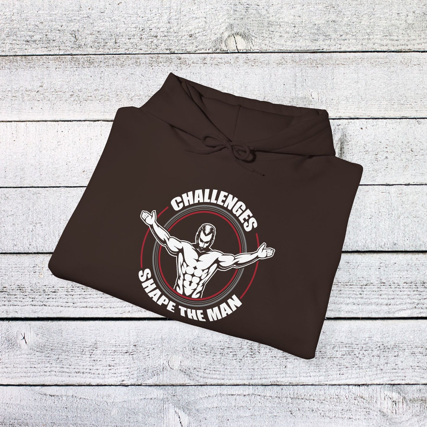 unisex heavy blend™ hooded sweatshirt - challenges shape the man - grit and growth quote