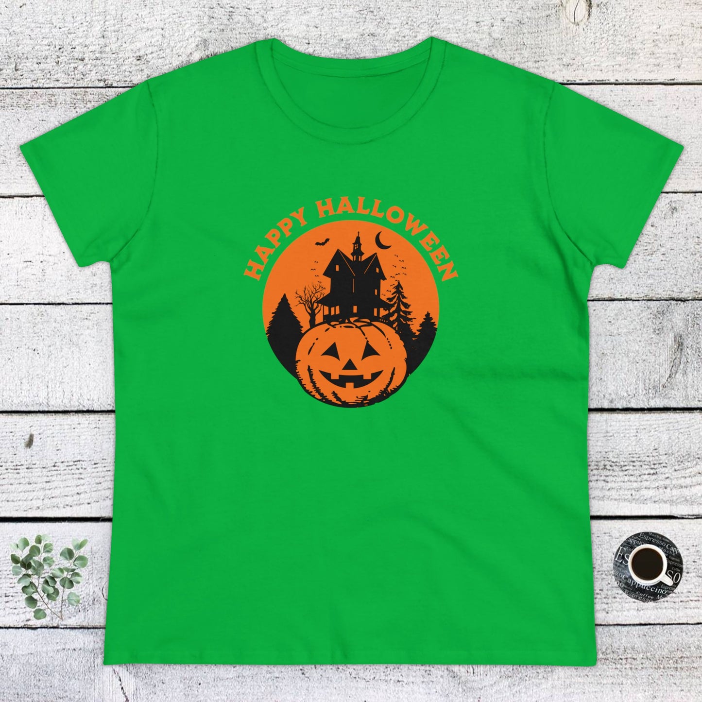women halloween t-shirt, women tee, halloween gift, jack o'lantern - haunted halloween