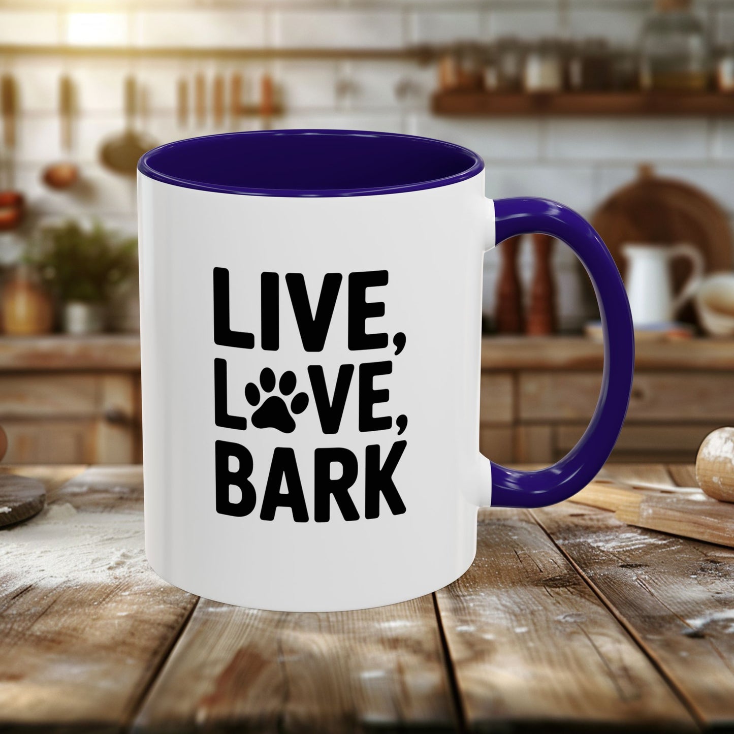 colorful mugs (11oz, 15oz) - live love bark | funny dog lover gift | cute pet quote design