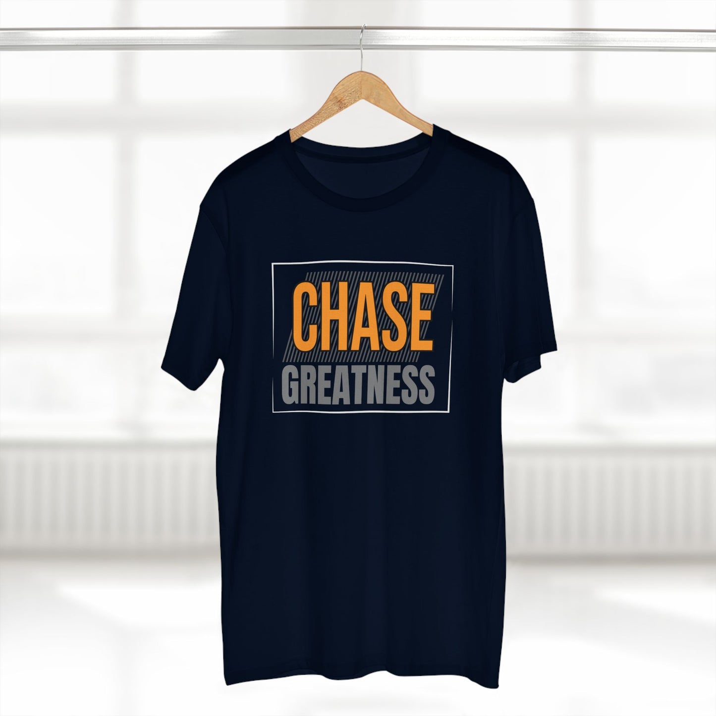 adult staple tee - chase greatness - bold motivation quote