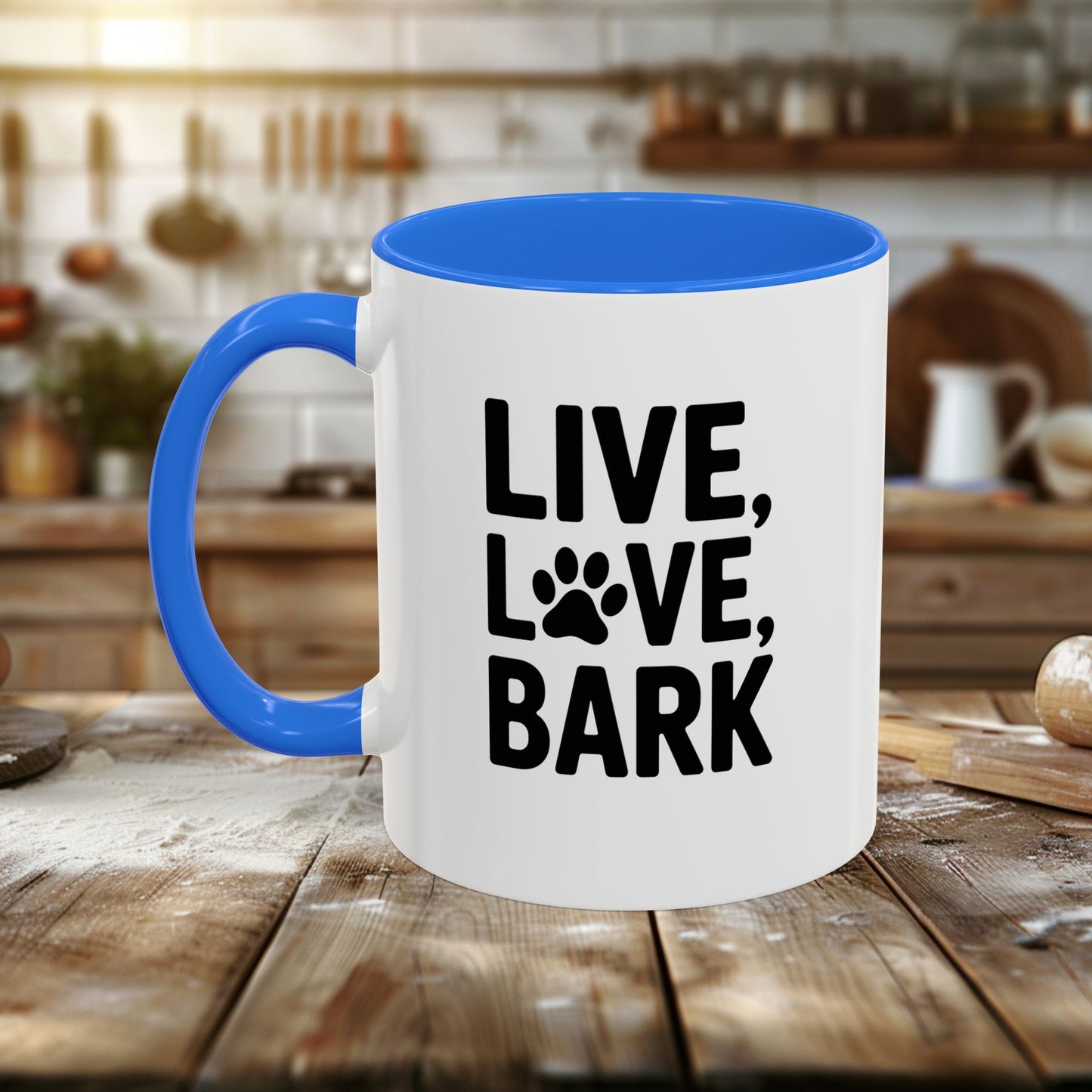 colorful mugs (11oz, 15oz) - live love bark | funny dog lover gift | cute pet quote design