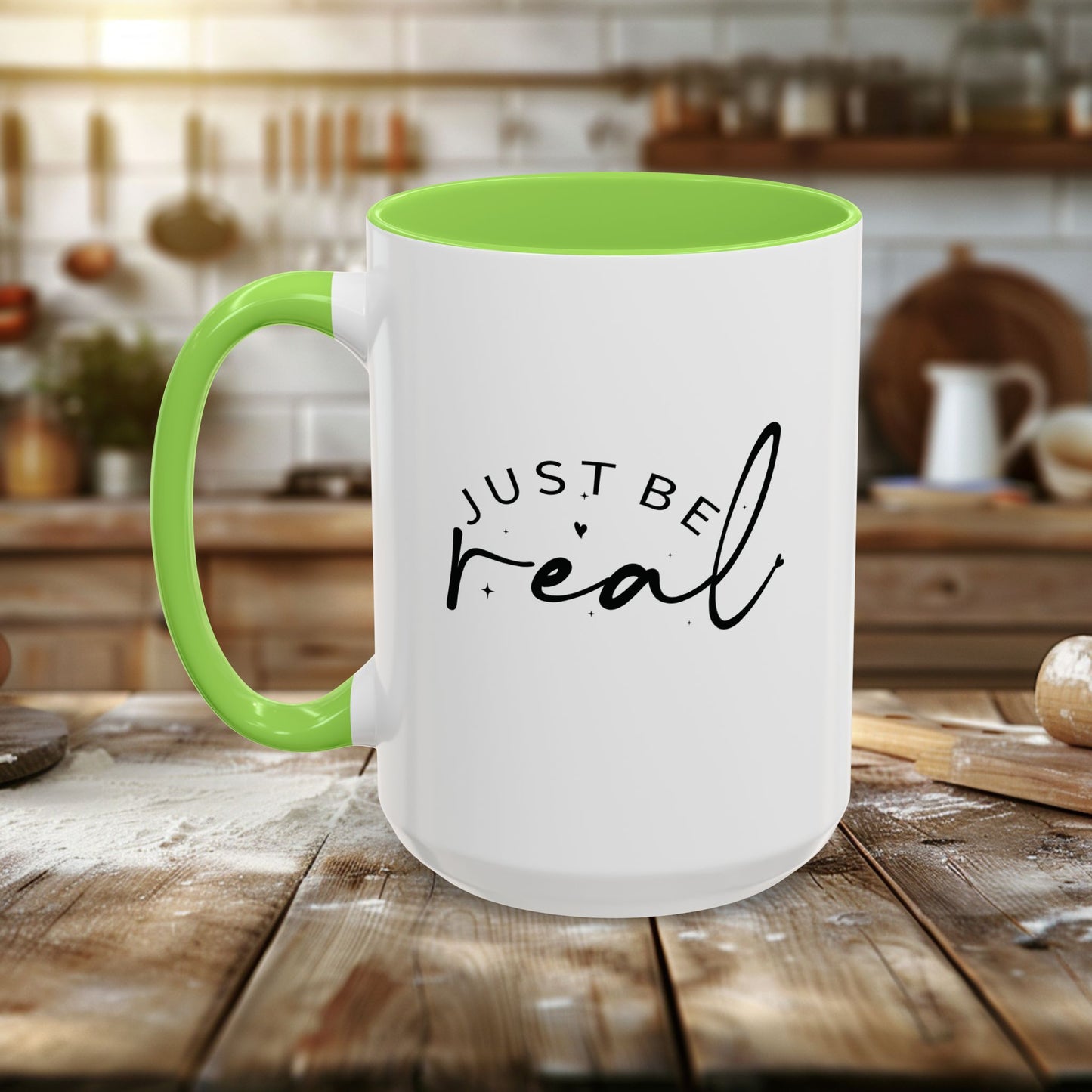 colorful mugs (11oz, 15oz) - just be real - authentic living quote