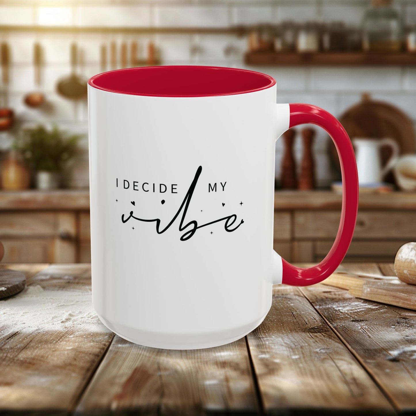 colorful mugs (11oz, 15oz) - i decide my vibe - confidence & control quote