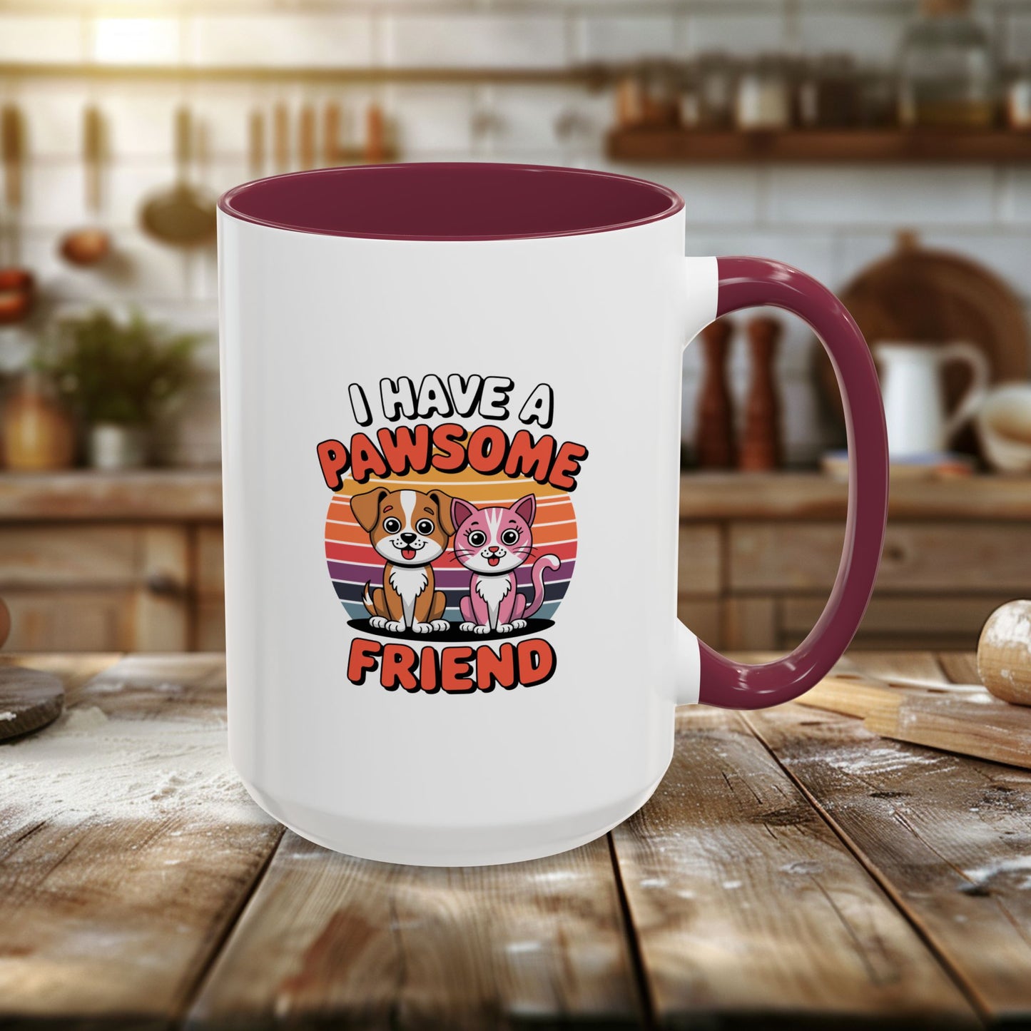 colorful mugs (11oz, 15oz) - i have a pawesome friend | funny dog lover gift | cute pet quote design
