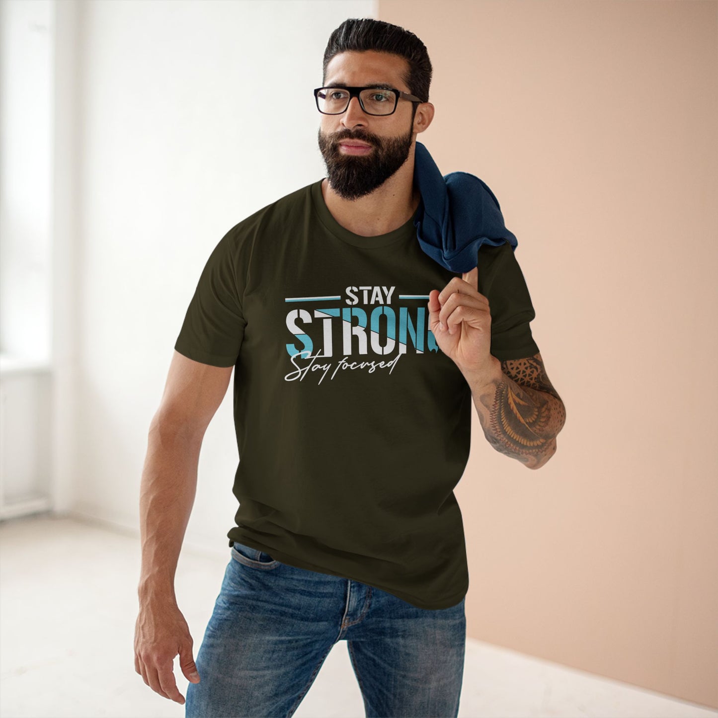 adult staple tee - stay strong - simple motivation design