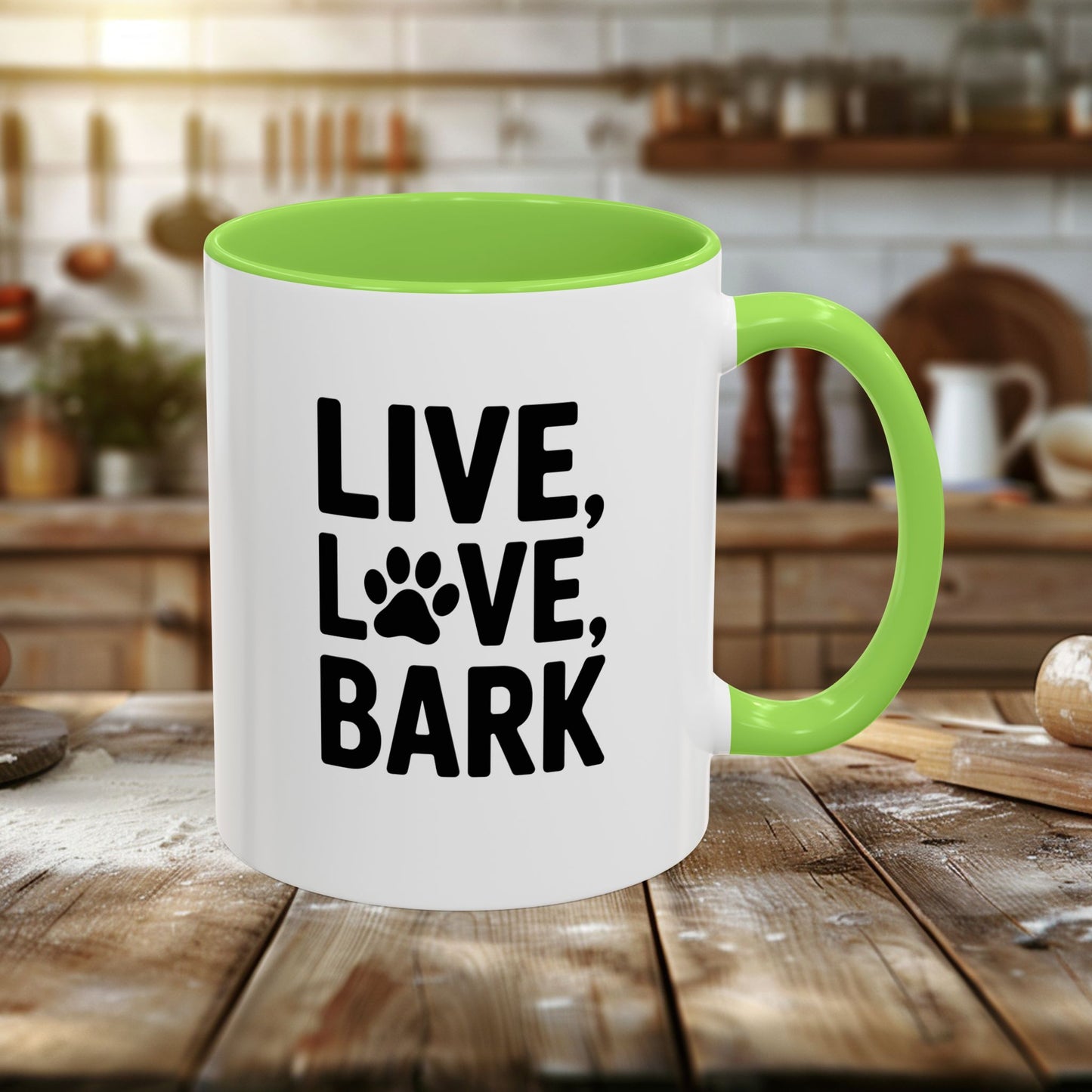 colorful mugs (11oz, 15oz) - live love bark | funny dog lover gift | cute pet quote design