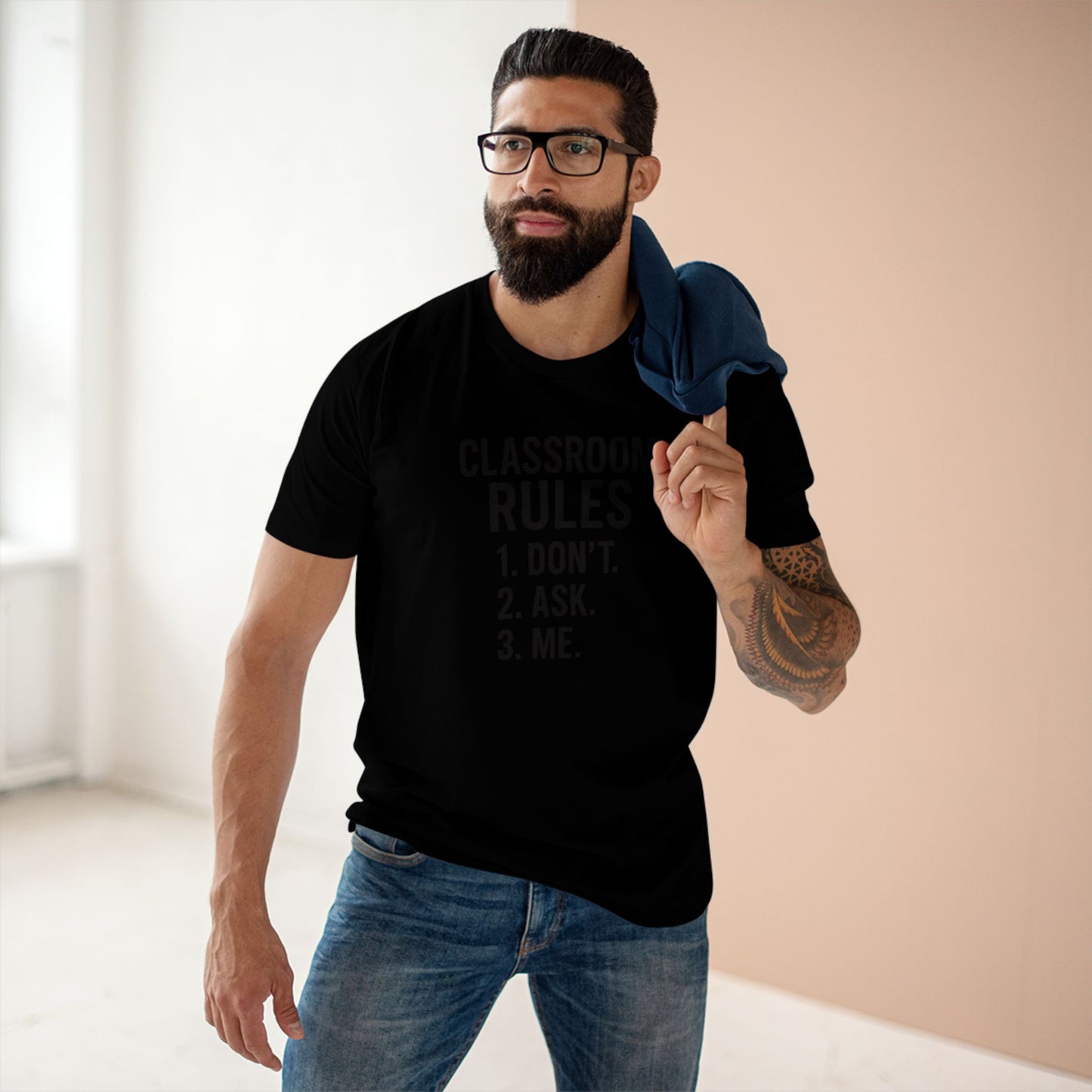 stylish men's stable tee - classroom rules design. teachers with attitude.