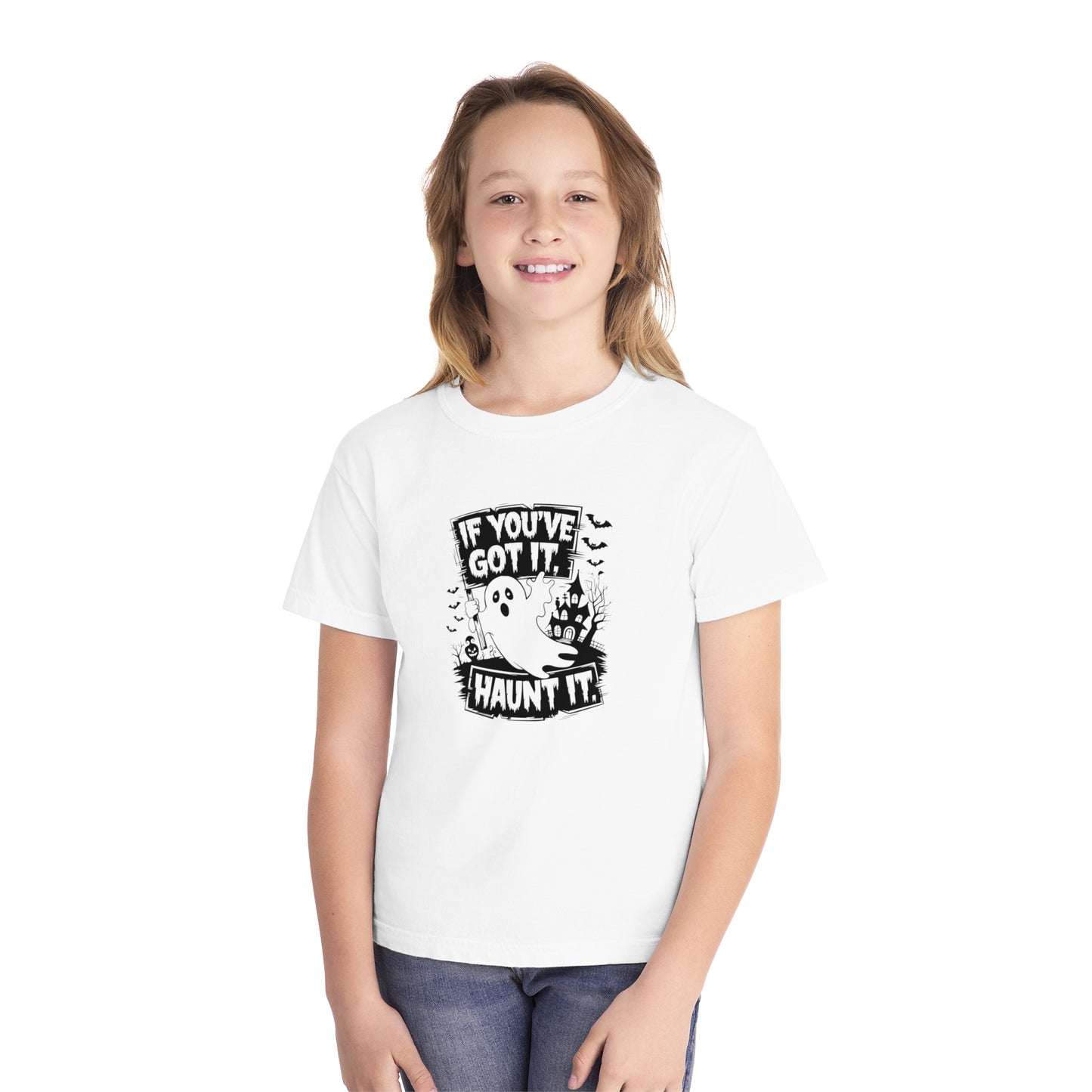 youth t-shirt, youth halloween t-shirt, if you've got it haunt it!