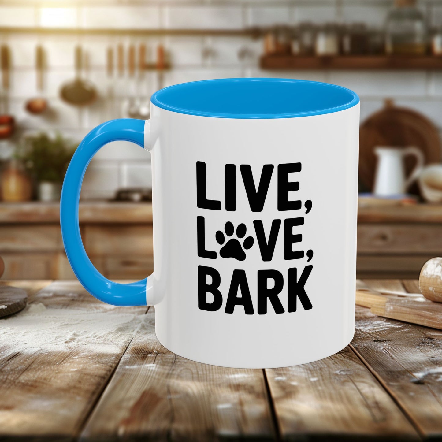 colorful mugs (11oz, 15oz) - live love bark | funny dog lover gift | cute pet quote design