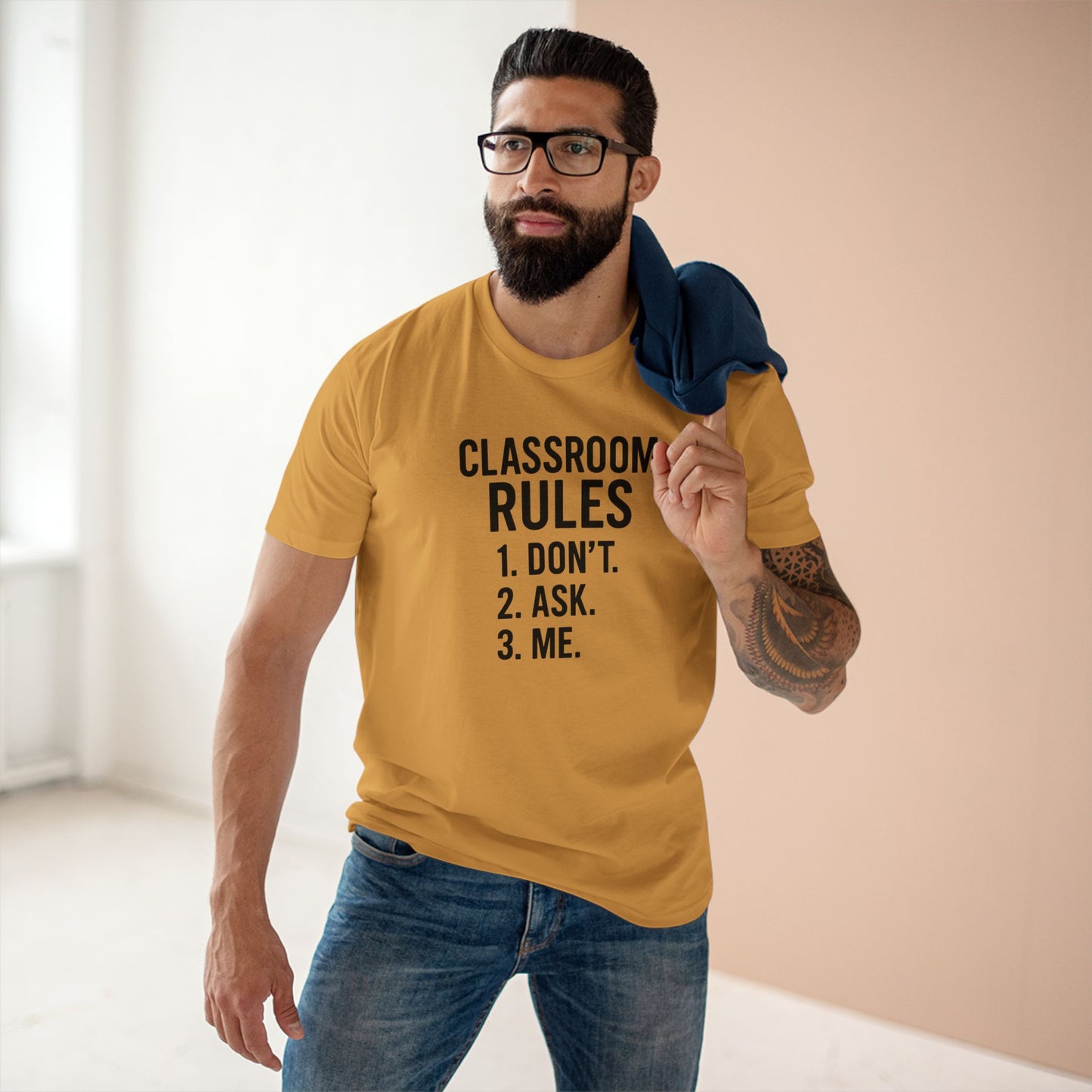stylish men's stable tee - classroom rules design. teachers with attitude.