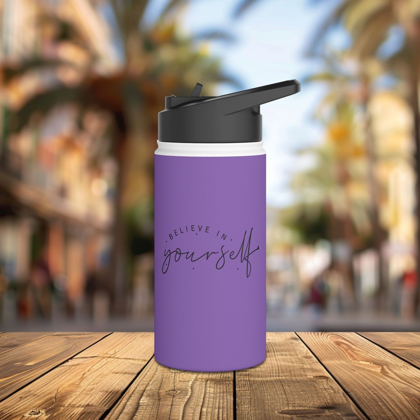 believe in yourself - classic self-esteem boosterstainless steel water bottle, standard lid - embrace your uniqueness - individuality affirmation