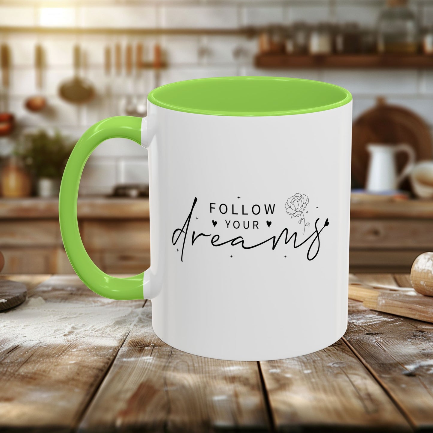 colorful mugs (11oz, 15oz) - follow your dreams - dream big quote