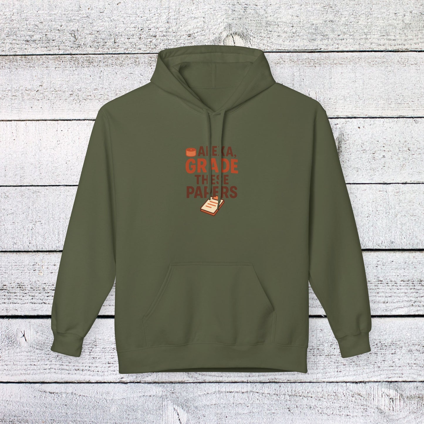 unisex softstyle hoodie - fun 'alexa, grade these papers' design. teachers with attitude.