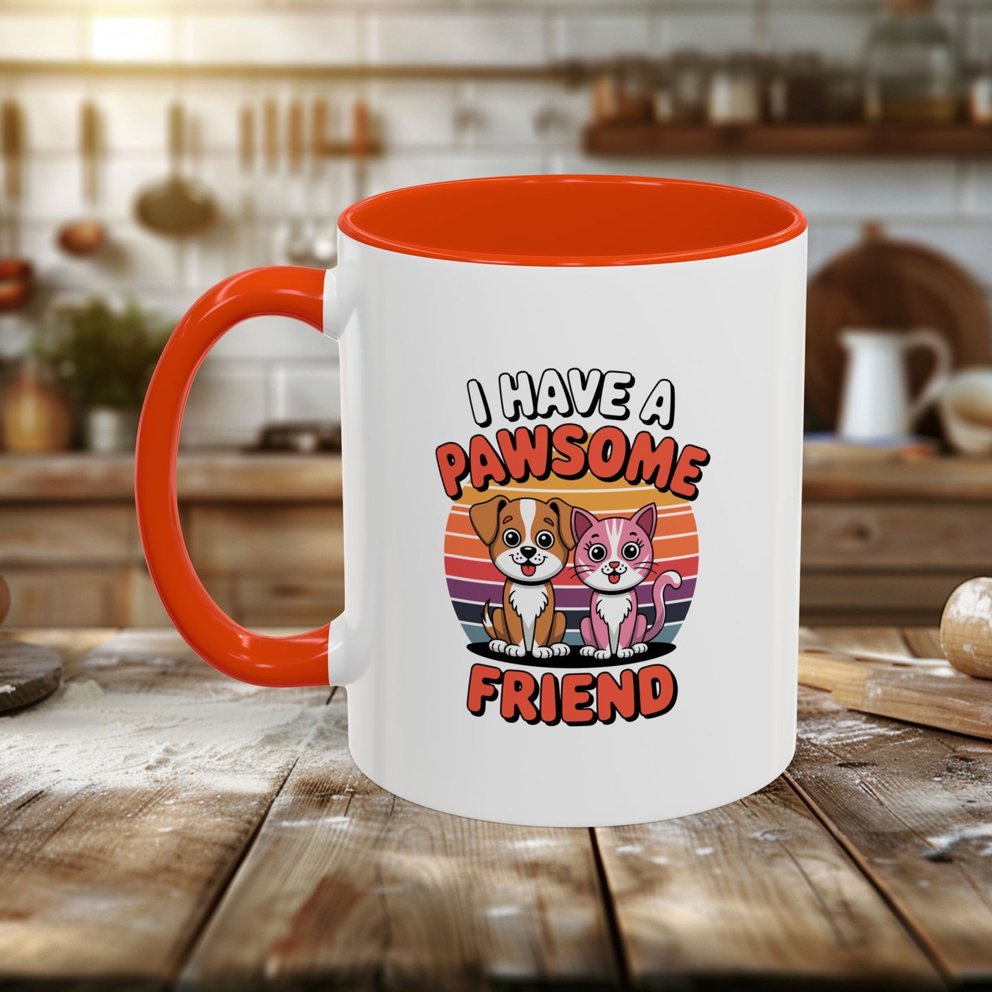 colorful mugs (11oz, 15oz) - i have a pawesome friend | funny dog lover gift | cute pet quote design