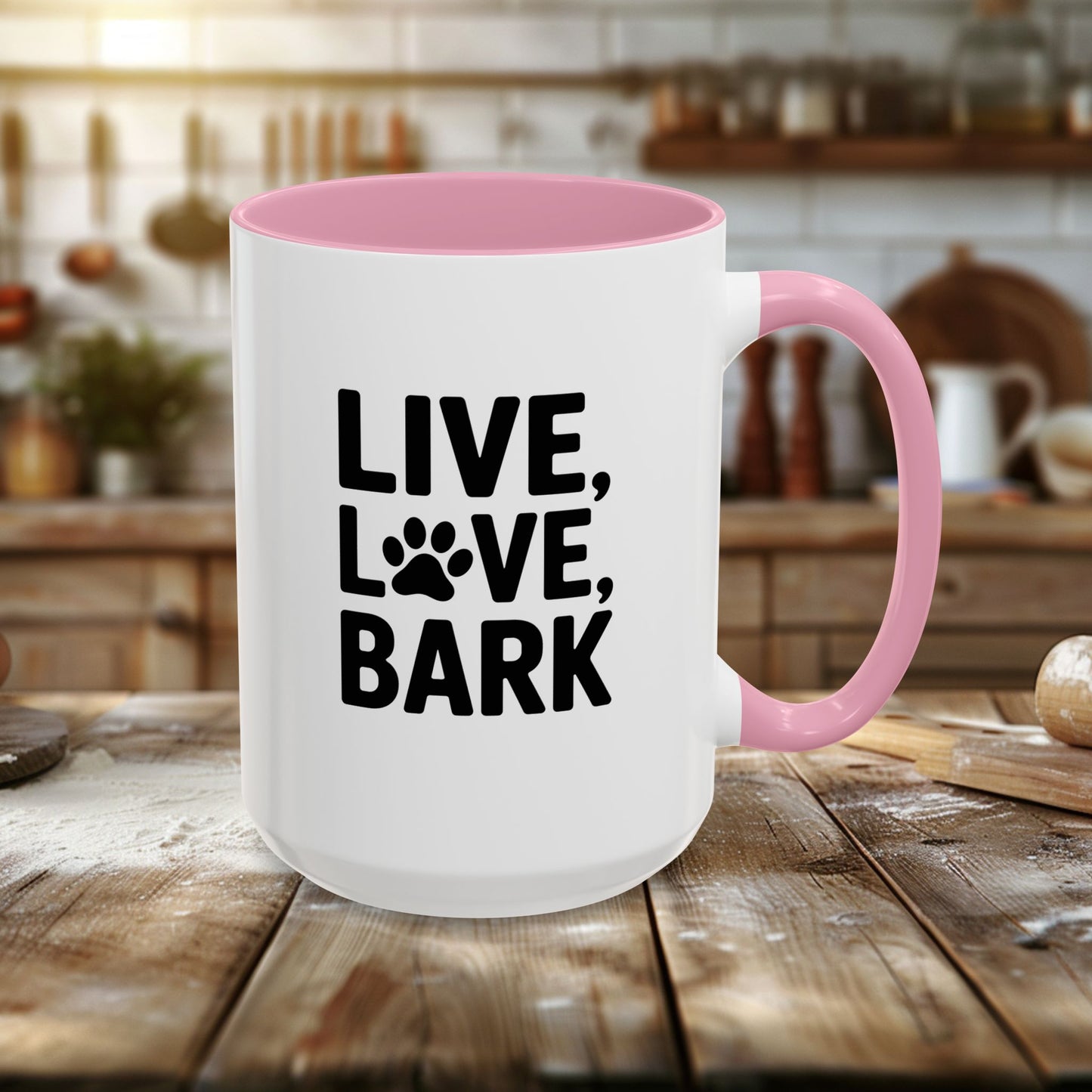 colorful mugs (11oz, 15oz) - live love bark | funny dog lover gift | cute pet quote design