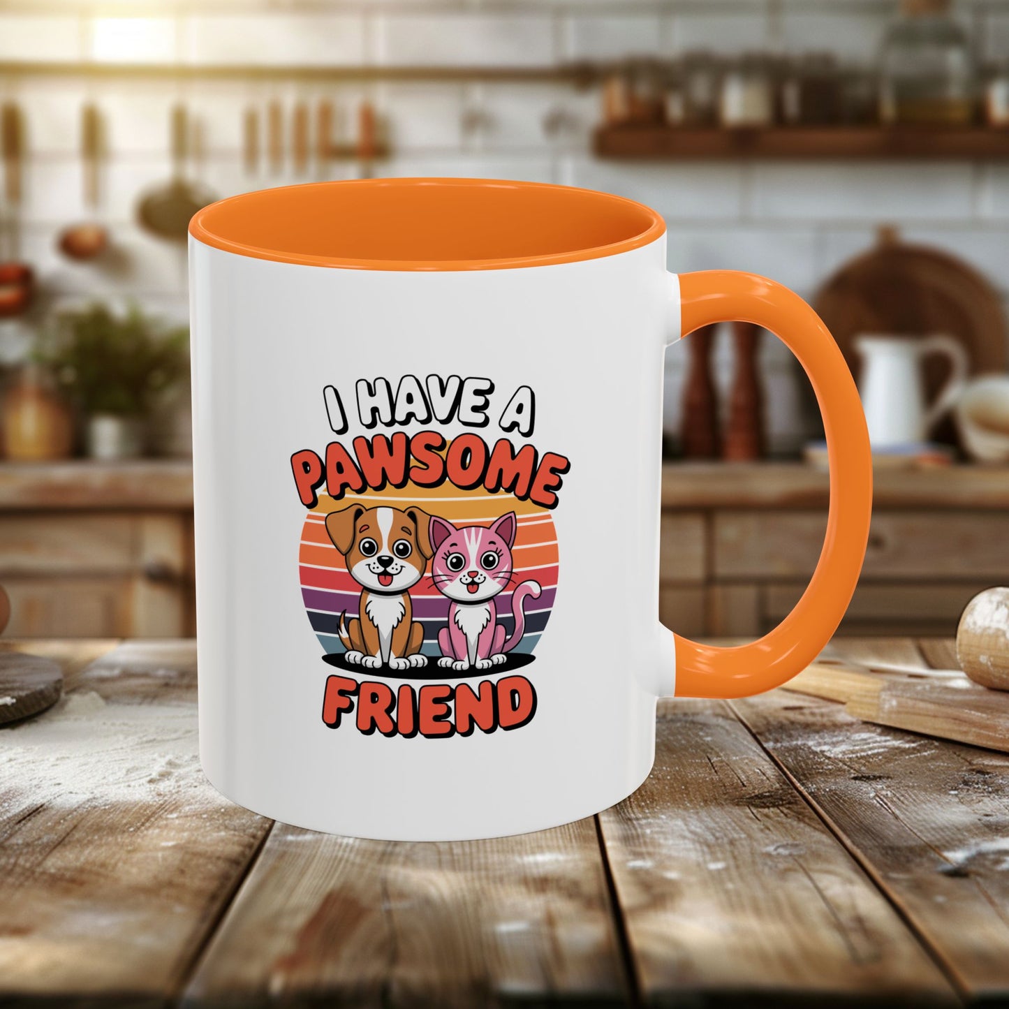 colorful mugs (11oz, 15oz) - i have a pawesome friend | funny dog lover gift | cute pet quote design