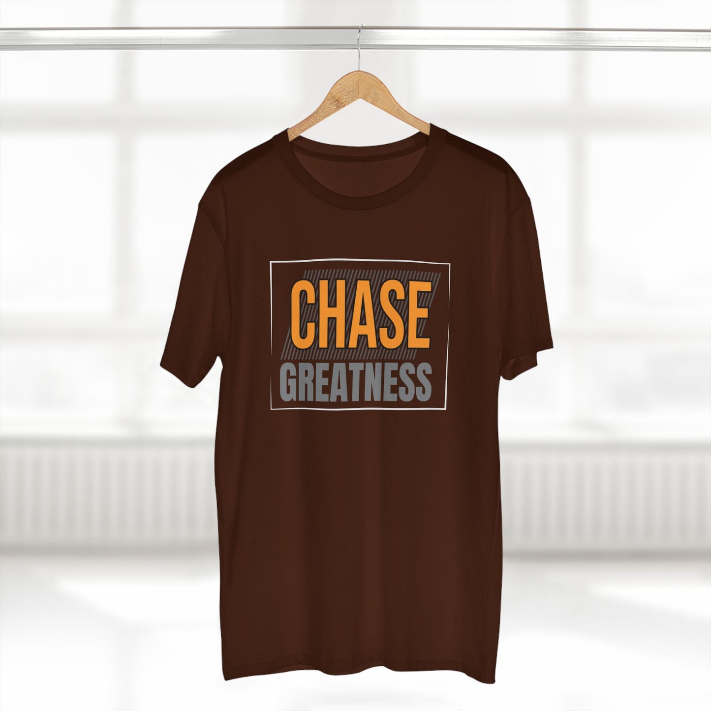 adult staple tee - chase greatness - bold motivation quote