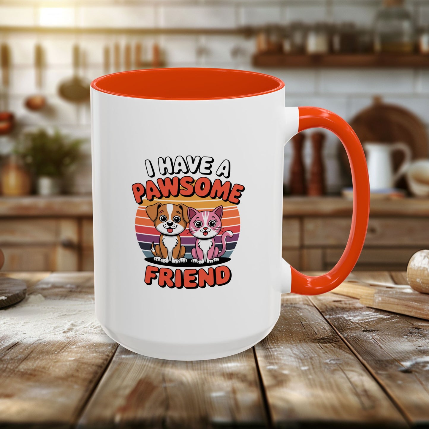 colorful mugs (11oz, 15oz) - i have a pawesome friend | funny dog lover gift | cute pet quote design
