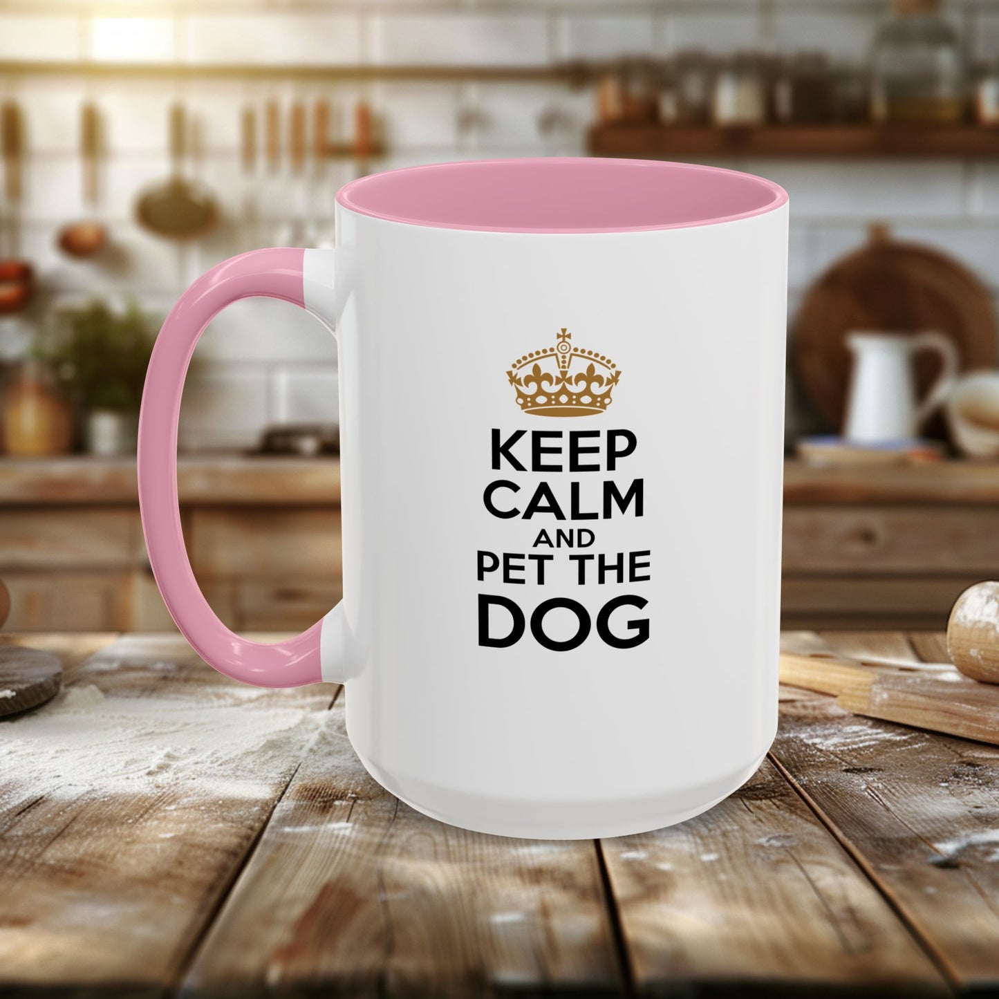 colorful mugs (11oz, 15oz) - keep calm and pet the dog | funny dog lover gift | cute pet quote design
