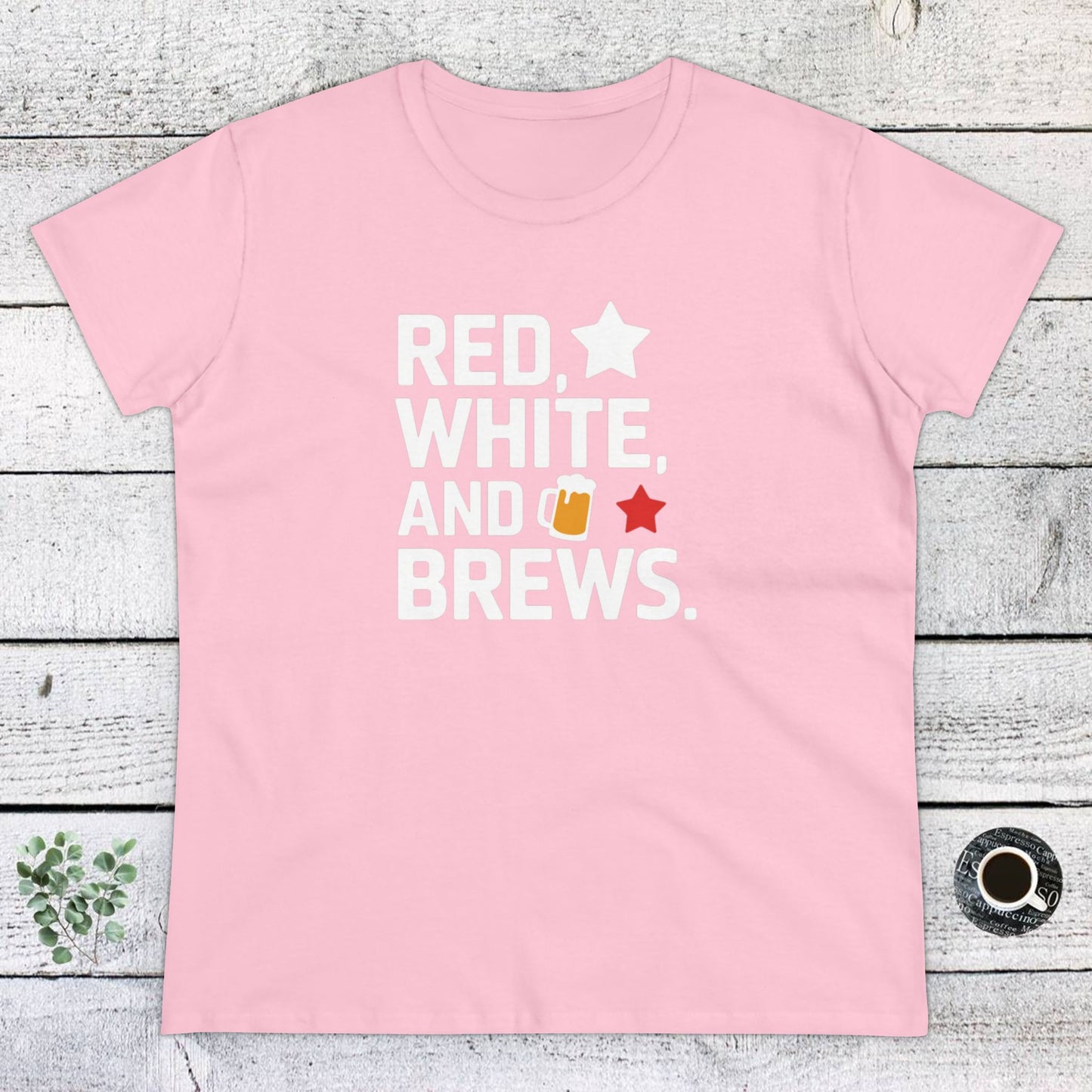 women's t-shirt, women's tee, funny gift, red white and brews!