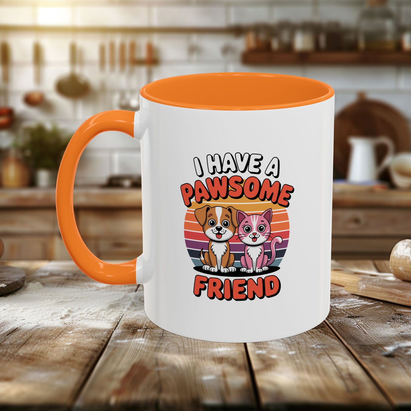 colorful mugs (11oz, 15oz) - i have a pawesome friend | funny dog lover gift | cute pet quote design