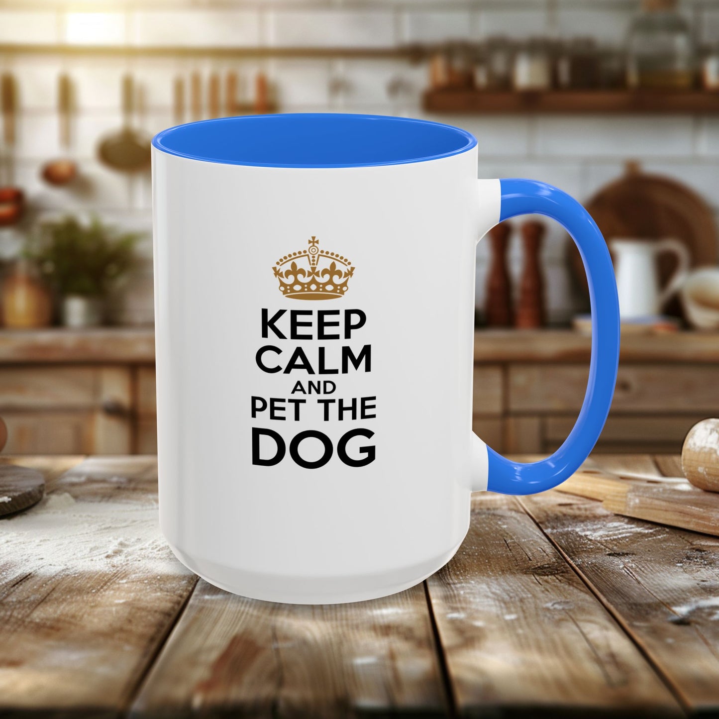 colorful mugs (11oz, 15oz) - keep calm and pet the dog | funny dog lover gift | cute pet quote design