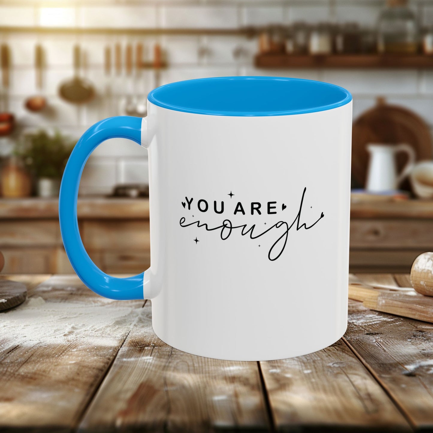 colorful mugs (11oz, 15oz) - you are enough - self-love quote design