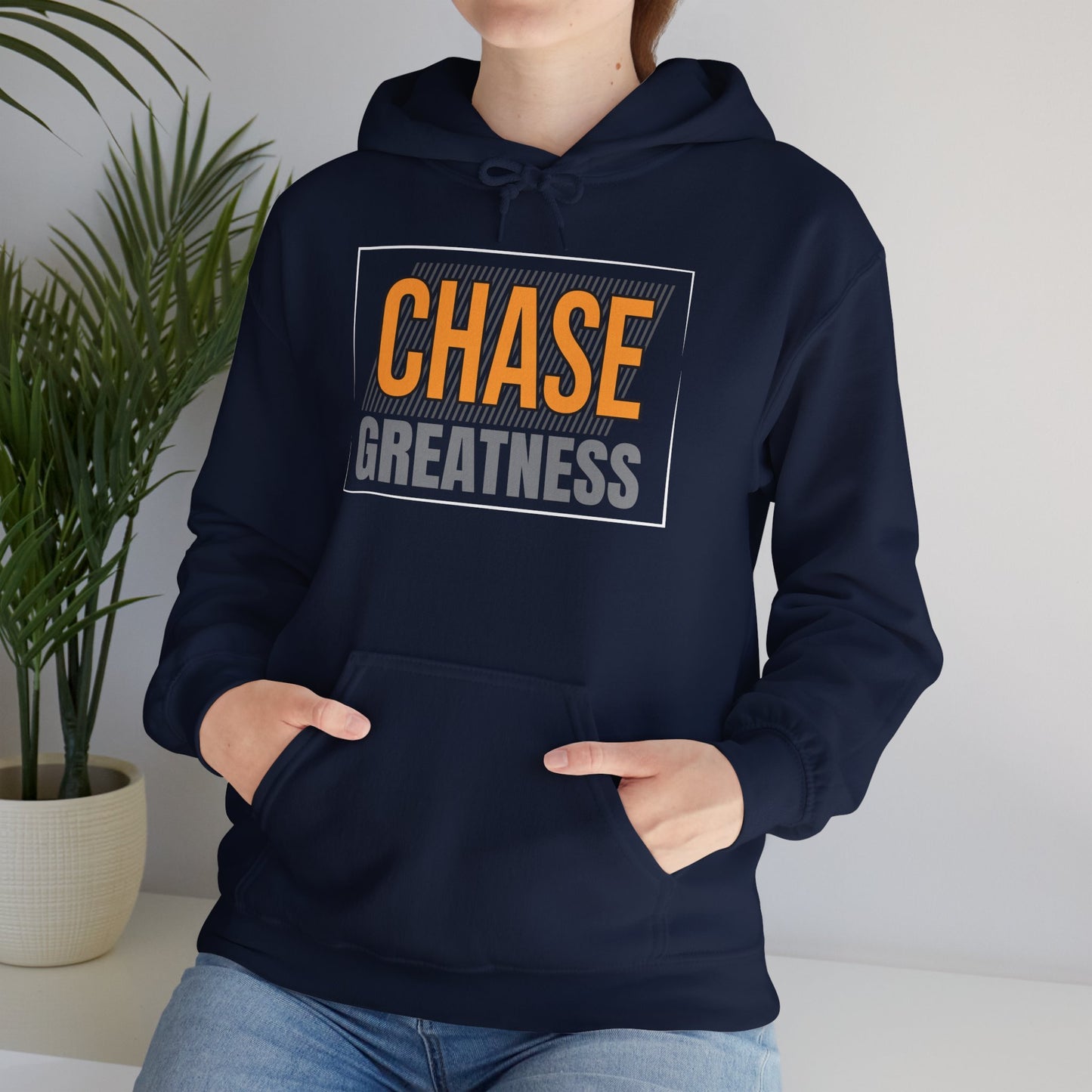 unisex heavy blend™ hooded sweatshirt - chase greatness - bold motivation quote