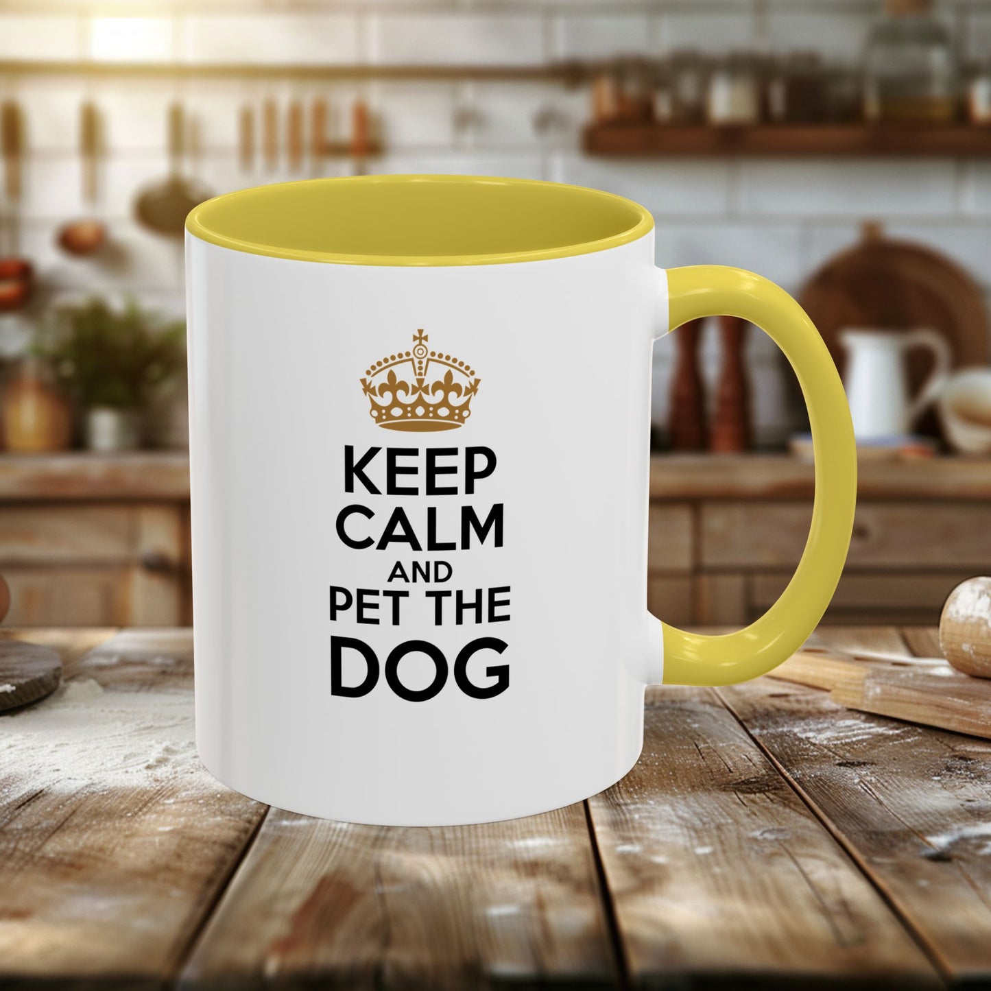 colorful mugs (11oz, 15oz) - keep calm and pet the dog | funny dog lover gift | cute pet quote design