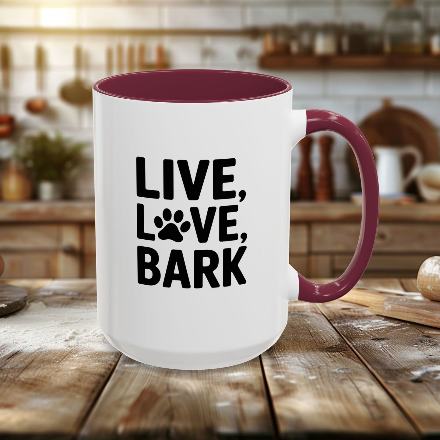 colorful mugs (11oz, 15oz) - live love bark | funny dog lover gift | cute pet quote design