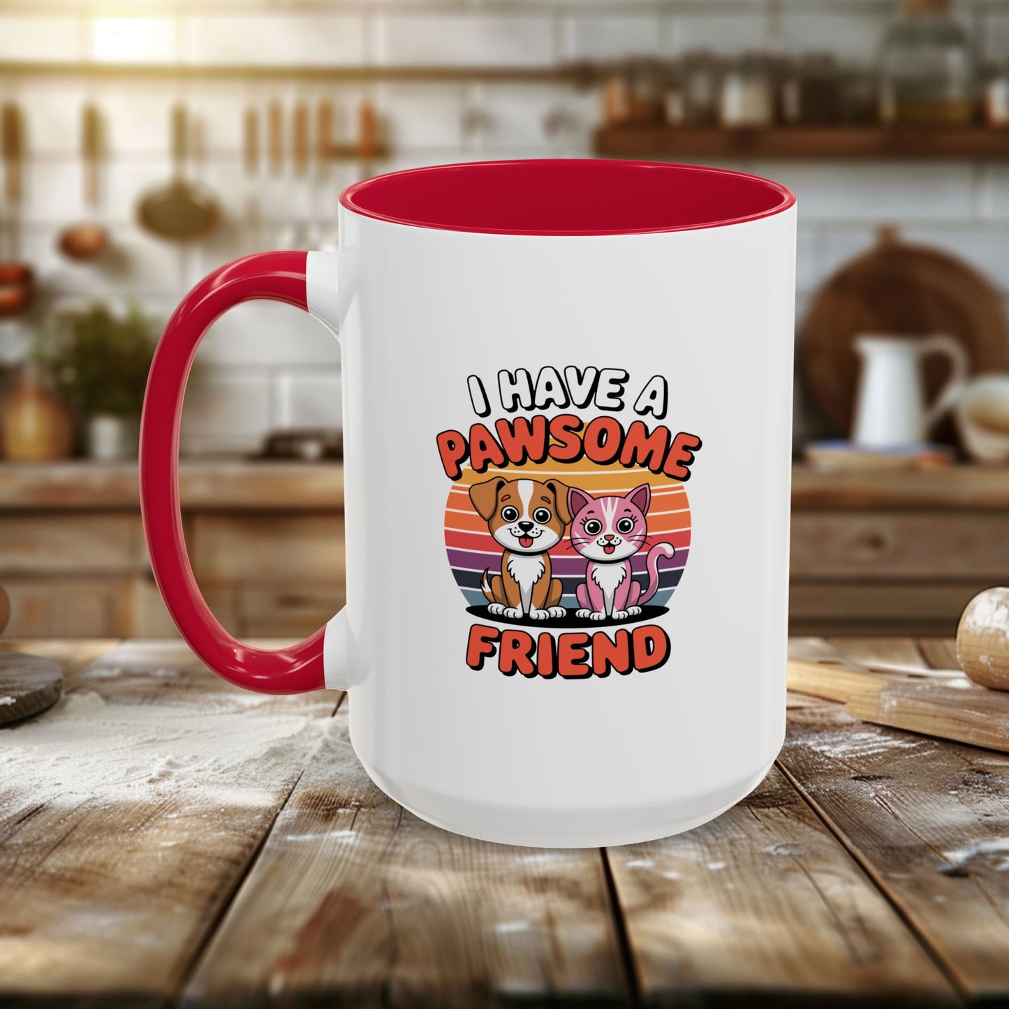 colorful mugs (11oz, 15oz) - i have a pawesome friend | funny dog lover gift | cute pet quote design
