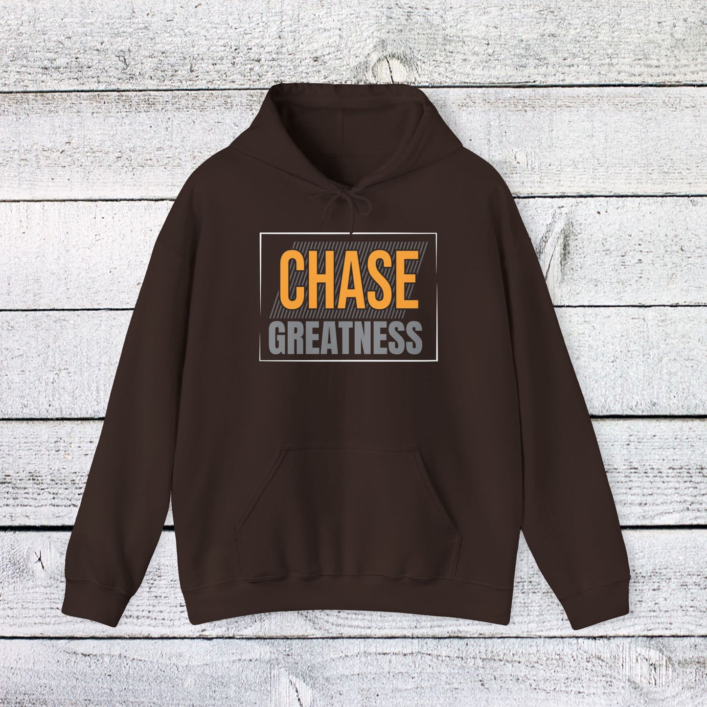 unisex heavy blend™ hooded sweatshirt - chase greatness - bold motivation quote