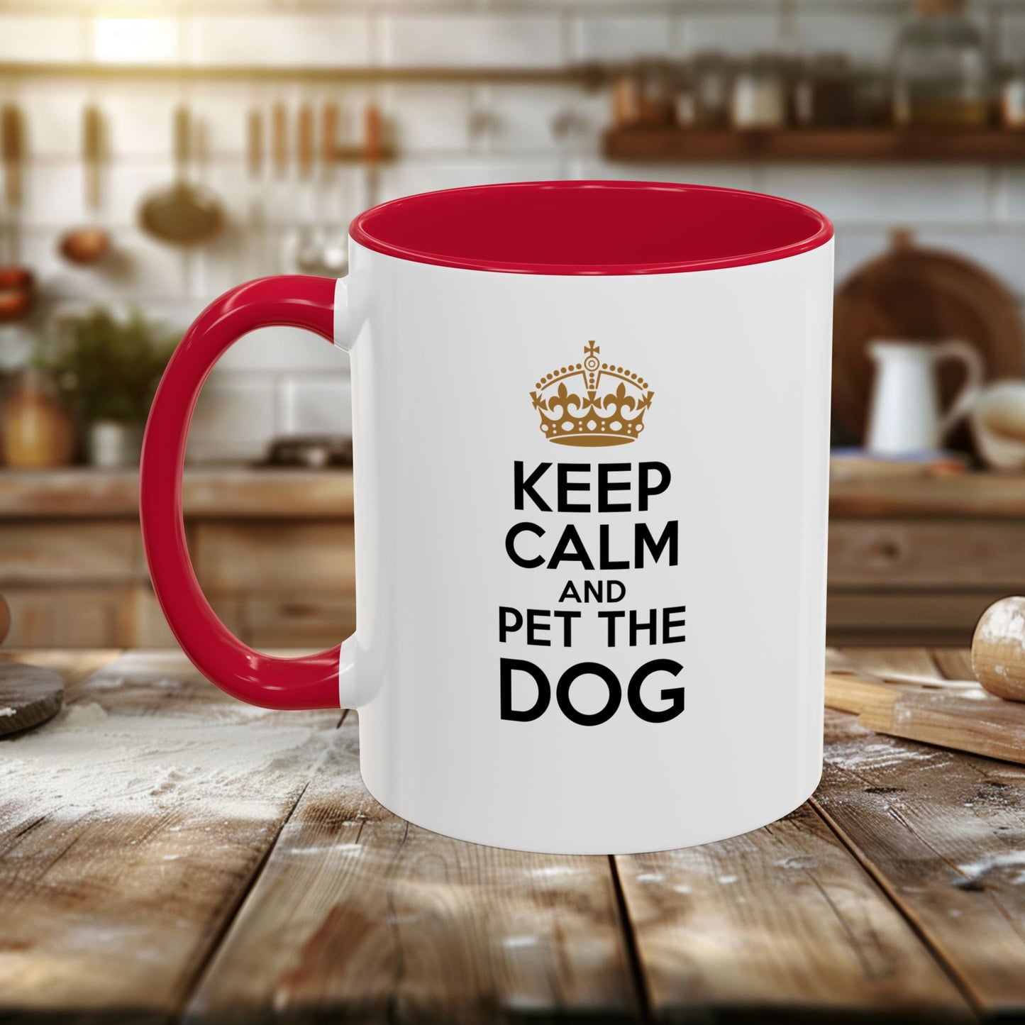 colorful mugs (11oz, 15oz) - keep calm and pet the dog | funny dog lover gift | cute pet quote design