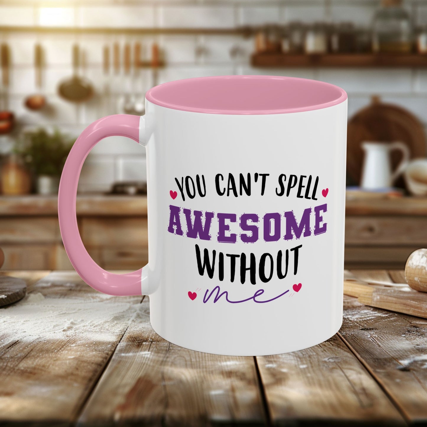 colorful mugs (11oz, 15oz) - you can’t spell awesome without me - funny confidence quote