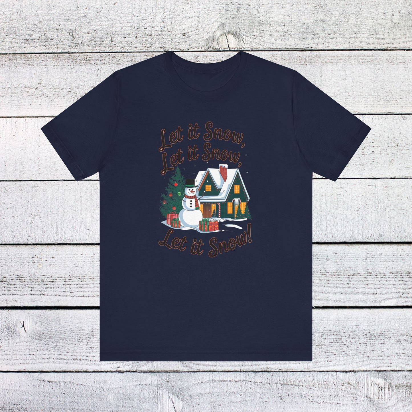 men & women christmas t-shirt. let it snow! unisex christmas t-shirt.
